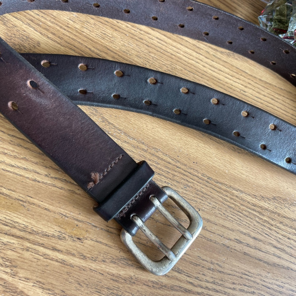 Vintage BKE Leather - Brass Buckle Belt 38